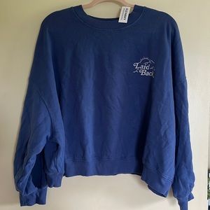 blue cropped sweatshirt